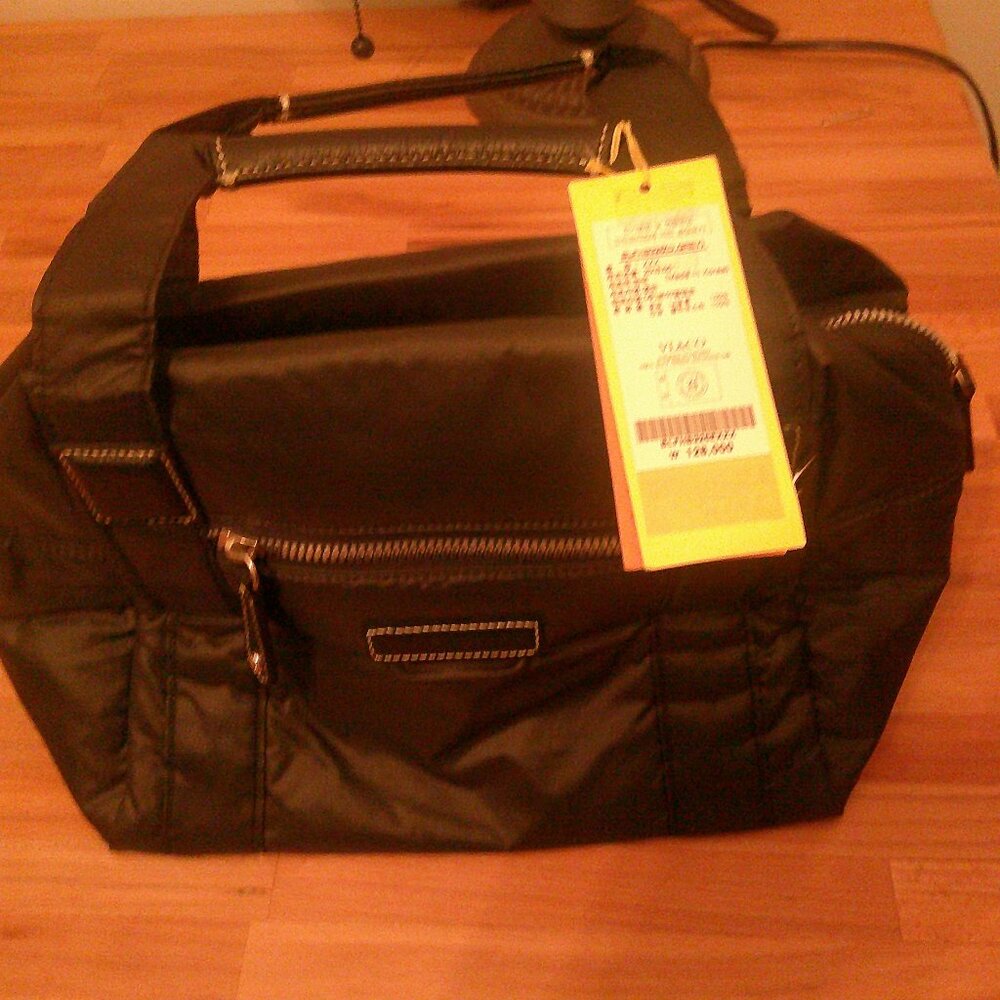 Louis Castel Black Puff Purse with front. back, and inside zippered pockets  NEW